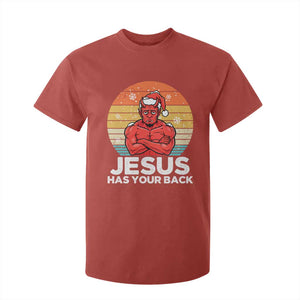 Funny Satan Christmas T Shirt For Kid Jesus Has Your Back TS14 Red Print Your Wear