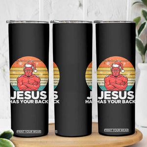 Funny Satan Christmas Skinny Tumbler Jesus Has Your Back TS14 Print Your Wear