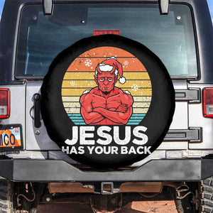 Funny Satan Christmas Spare Tire Cover Jesus Has Your Back TS14 No hole Black Print Your Wear