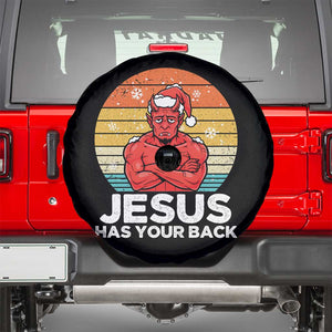Funny Satan Christmas Spare Tire Cover Jesus Has Your Back TS14 Black Print Your Wear