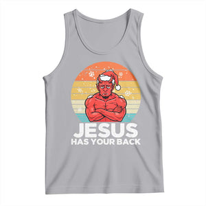 Funny Satan Christmas Tank Top Jesus Has Your Back TS14 Athletic Heather Print Your Wear