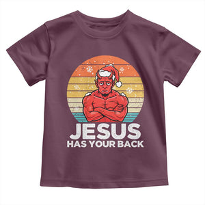 Funny Satan Christmas Toddler T Shirt Jesus Has Your Back TS14 Maroon Print Your Wear