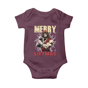 Jesus Gym Christmas Baby Onesie Merry Liftmas Xmas TS14 Maroon Print Your Wear