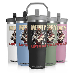 Jesus Gym Christmas Flip Straw Tumbler Merry Liftmas Xmas TS14 Print Your Wear