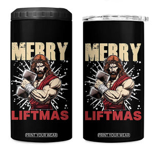 Jesus Gym Christmas 4 in 1 Can Cooler Tumbler Merry Liftmas Xmas TS14 One Size: 16 oz Black Print Your Wear