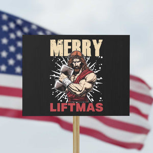 Jesus Gym Christmas Protest Sign Merry Liftmas Xmas TS14 Horizontal 18" × 24" Black Print Your Wear