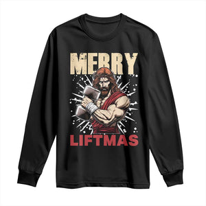 Jesus Gym Christmas Long Sleeve Shirt Merry Liftmas Xmas TS14 Black Print Your Wear