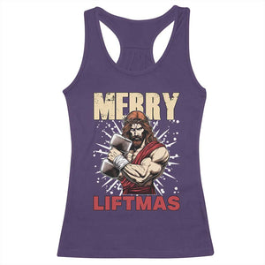 Jesus Gym Christmas Racerback Tank Top Merry Liftmas Xmas TS14 Purple Print Your Wear