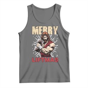 Jesus Gym Christmas Tank Top Merry Liftmas Xmas TS14 Black Heather Print Your Wear