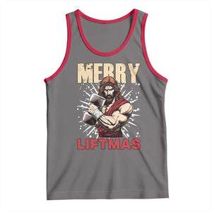 Jesus Gym Christmas Tank Top Merry Liftmas Xmas TS14 Deep Heather Red Print Your Wear
