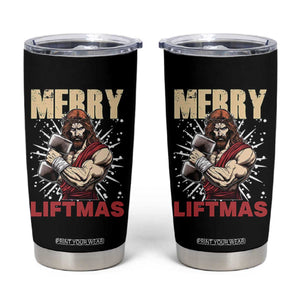 Jesus Gym Christmas Tumbler Cup Merry Liftmas Xmas TS14 Black Print Your Wear