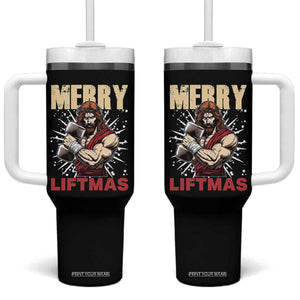 Jesus Gym Christmas Tumbler With Handle Merry Liftmas Xmas TS14 One Size: 40 oz Black Print Your Wear