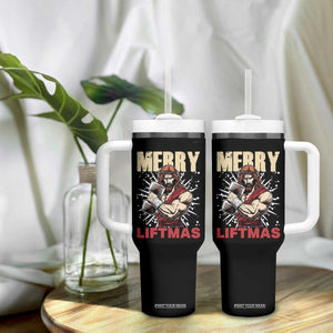 Jesus Gym Christmas Tumbler With Handle Merry Liftmas Xmas TS14 Print Your Wear