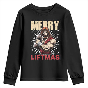 Jesus Gym Christmas Youth Sweatshirt Merry Liftmas Xmas TS14 Black Print Your Wear