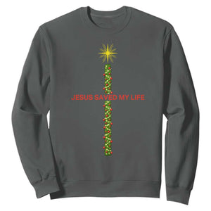 Jesus Christian Christmas Sweatshirt Religious Cross Bible Verse Inspirational TS14 Dark Heather Print Your Wear