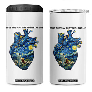 Jesus Christian Starry Night 4 in 1 Can Cooler Tumbler The Way The Truth The Life TS14 One Size: 16 oz White Print Your Wear