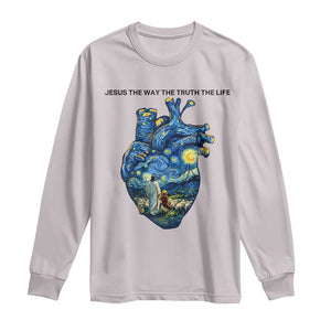 Jesus Christian Starry Night Long Sleeve Shirt The Way The Truth The Life TS14 Ice Gray Print Your Wear