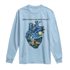 Jesus Christian Starry Night Long Sleeve Shirt The Way The Truth The Life TS14 Light Blue Print Your Wear
