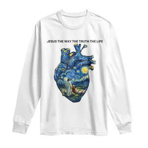 Jesus Christian Starry Night Long Sleeve Shirt The Way The Truth The Life TS14 White Print Your Wear