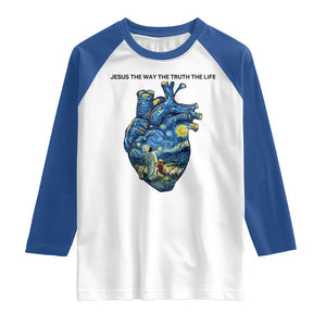 Jesus Christian Starry Night Raglan Shirt The Way The Truth The Life TS14 White Royal Print Your Wear