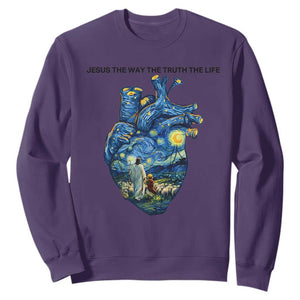 Jesus Christian Starry Night Sweatshirt The Way The Truth The Life TS14 Purple Print Your Wear
