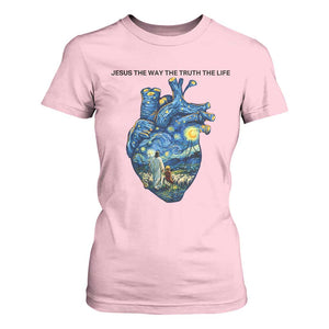 Jesus Christian Starry Night T Shirt For Women The Way The Truth The Life TS14 Light Pink Print Your Wear