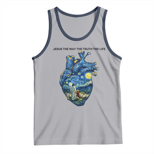 Jesus Christian Starry Night Tank Top The Way The Truth The Life TS14 Athletic Heather Navy Print Your Wear