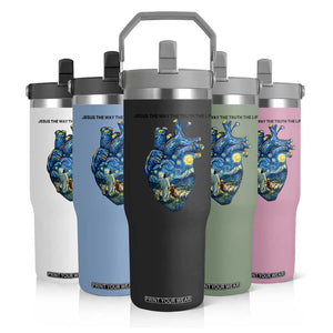 Jesus Christian Starry Night Flip Straw Tumbler The Way The Truth The Life TS14 Print Your Wear