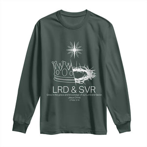 Jesus Christian Long Sleeve Shirt Crown Thorn Monochrome LRD SVR Symbolic Religious TS14 Dark Forest Green Print Your Wear