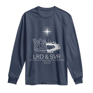Jesus Christian Long Sleeve Shirt Crown Thorn Monochrome LRD SVR Symbolic Religious TS14 Navy Print Your Wear