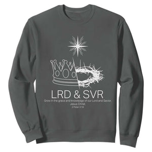 Jesus Christian Sweatshirt Crown Thorn Monochrome LRD SVR Symbolic Religious TS14 Dark Heather Print Your Wear