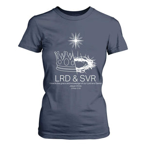 Jesus Christian T Shirt For Women Crown Thorn Monochrome LRD SVR Symbolic Religious TS14 Navy Print Your Wear