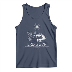 Jesus Christian Tank Top Crown Thorn Monochrome LRD SVR Symbolic Religious TS14 Navy Print Your Wear