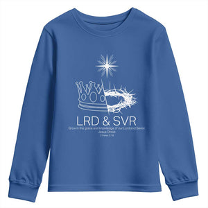 Jesus Christian Youth Sweatshirt Crown Thorn Monochrome LRD SVR Symbolic Religious TS14 Royal Blue Print Your Wear