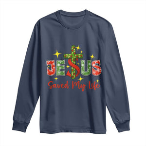 Jesus Christian Christmas Long Sleeve Shirt Religious Cross Bible Verse TS14 Navy Print Your Wear