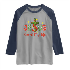 Jesus Christian Christmas Raglan Shirt Religious Cross Bible Verse TS14 Sport Gray Navy Print Your Wear