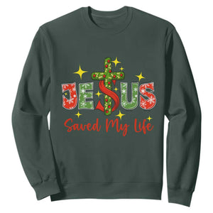 Jesus Christian Christmas Sweatshirt Religious Cross Bible Verse TS14 Dark Forest Green Print Your Wear