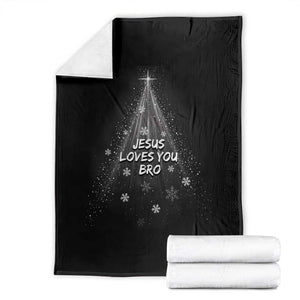 Christian Christmas Throw Blanket Jesus Loves You Bro TS14 Black Print Your Wear