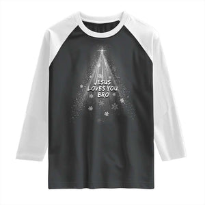Christian Christmas Raglan Shirt Jesus Loves You Bro TS14 Black White Print Your Wear