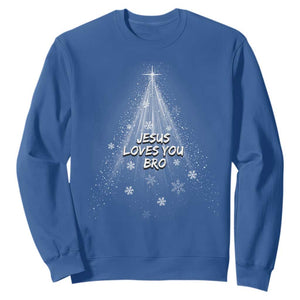 Christian Christmas Sweatshirt Jesus Loves You Bro TS14 Royal Blue Print Your Wear