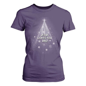 Christian Christmas T Shirt For Women Jesus Loves You Bro TS14 Purple Print Your Wear