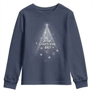 Christian Christmas Youth Sweatshirt Jesus Loves You Bro TS14 Navy Print Your Wear