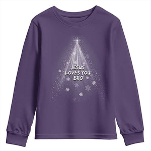 Christian Christmas Youth Sweatshirt Jesus Loves You Bro TS14 Purple Print Your Wear