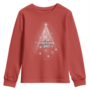 Christian Christmas Youth Sweatshirt Jesus Loves You Bro TS14 Red Print Your Wear
