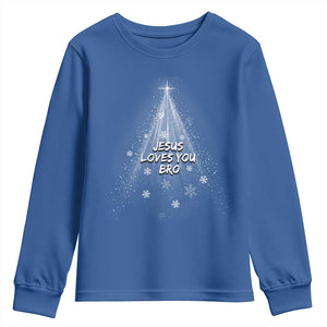 Christian Christmas Youth Sweatshirt Jesus Loves You Bro TS14 Royal Blue Print Your Wear