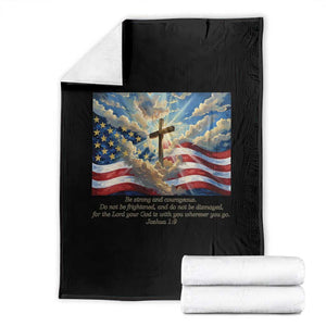 Jesus Christian Throw Blanket American Flag Religious Cross Bible Verse Faith Inspirational TS14 Black Print Your Wear