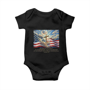 Jesus Christian Baby Onesie American Flag Religious Cross Bible Verse Faith Inspirational TS14 Black Print Your Wear