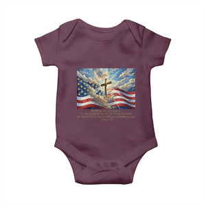 Jesus Christian Baby Onesie American Flag Religious Cross Bible Verse Faith Inspirational TS14 Maroon Print Your Wear