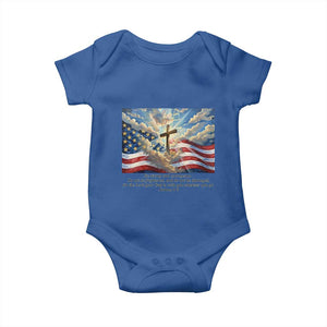 Jesus Christian Baby Onesie American Flag Religious Cross Bible Verse Faith Inspirational TS14 Royal Blue Print Your Wear