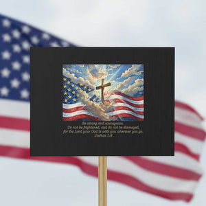 Jesus Christian Protest Sign American Flag Religious Cross Bible Verse Faith Inspirational TS14 Horizontal 18" × 24" Black Print Your Wear